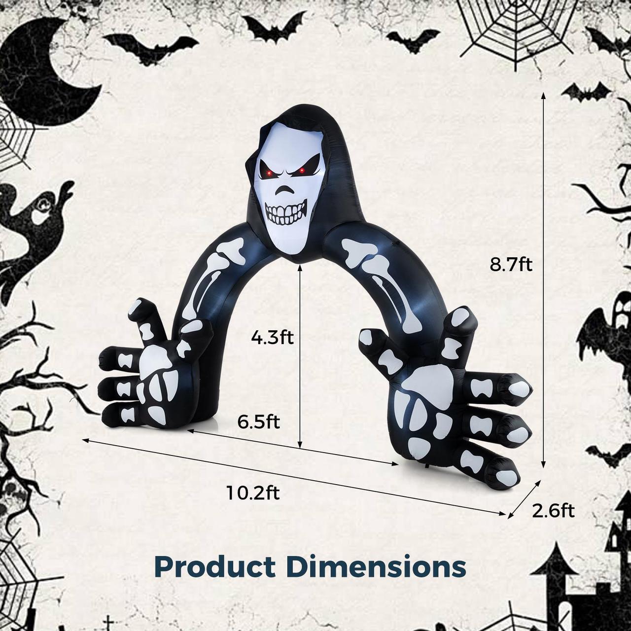 Alt view image 5 of 7 - SlickBlue Halloween Inflatable Grim Reaper Archway with Stakes and Water Bags