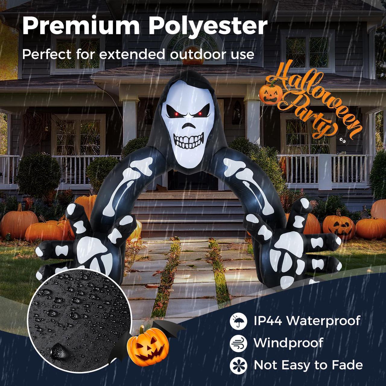 Alt view image 7 of 7 - SlickBlue Halloween Inflatable Grim Reaper Archway with Stakes and Water Bags