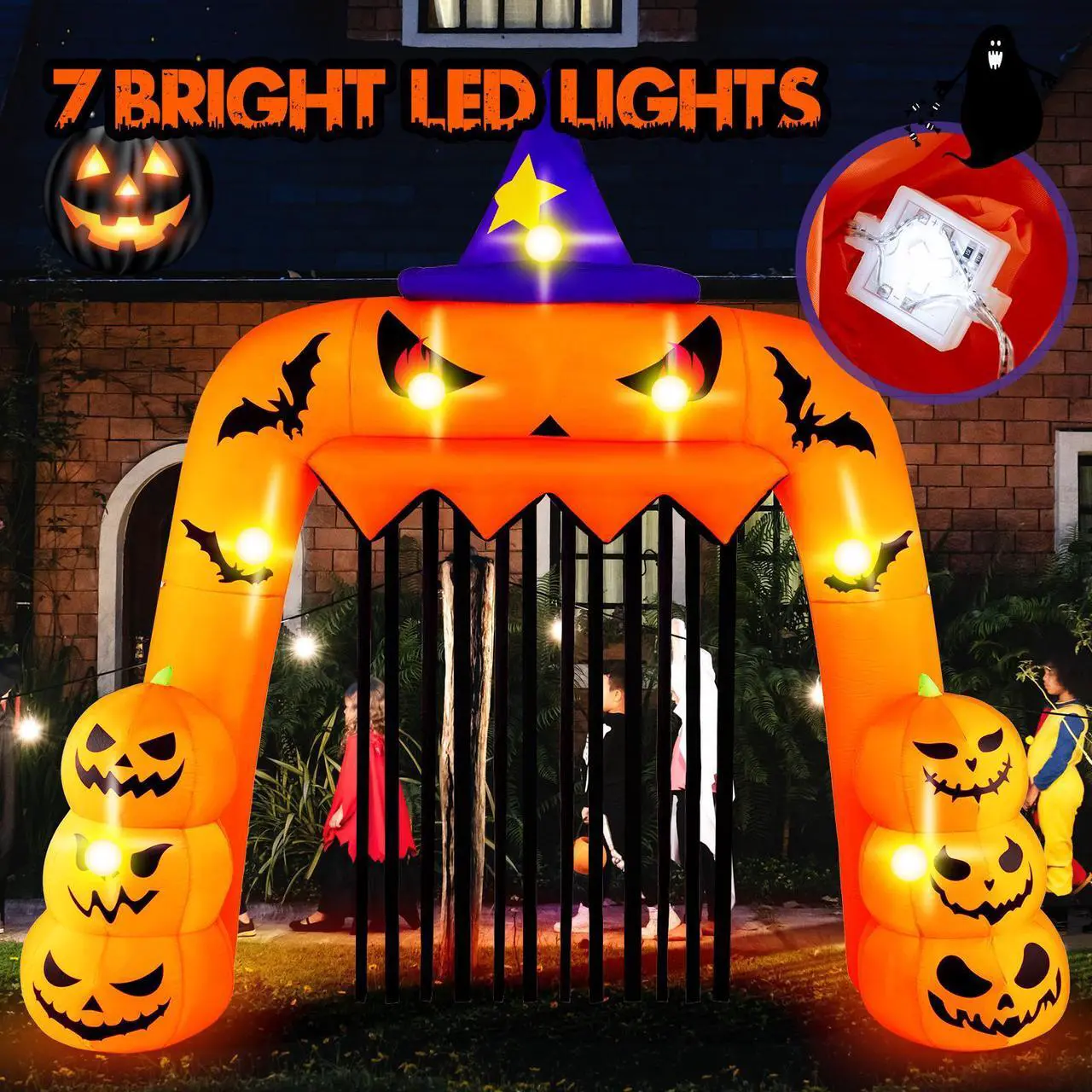 Alt view image 5 of 7 - SlickBlue Halloween Inflatable Pumpkin Archway with Stakes and Water Bags