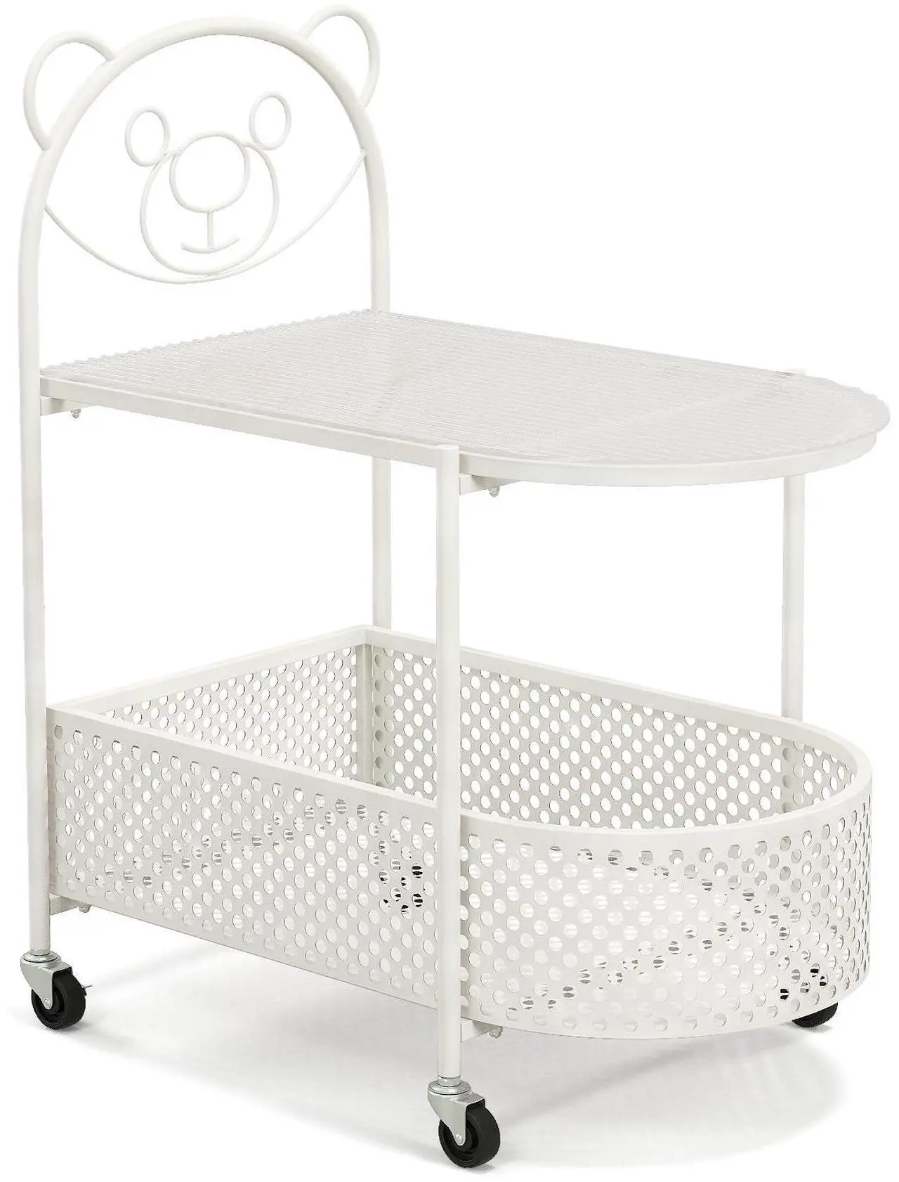 Alt view image 4 of 7 - SlickBlue 2-Tier Mobile Glass Coffee Table with Bear Pattern-White