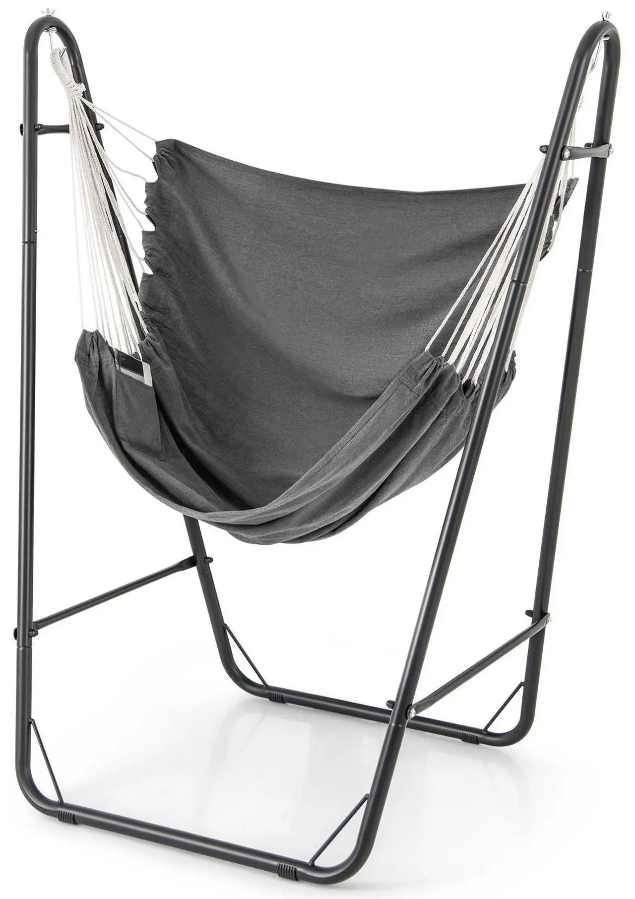 Main image of SlickBlue Hammock Chair with Heavy Duty Metal Frame and Side Pocket-Gray