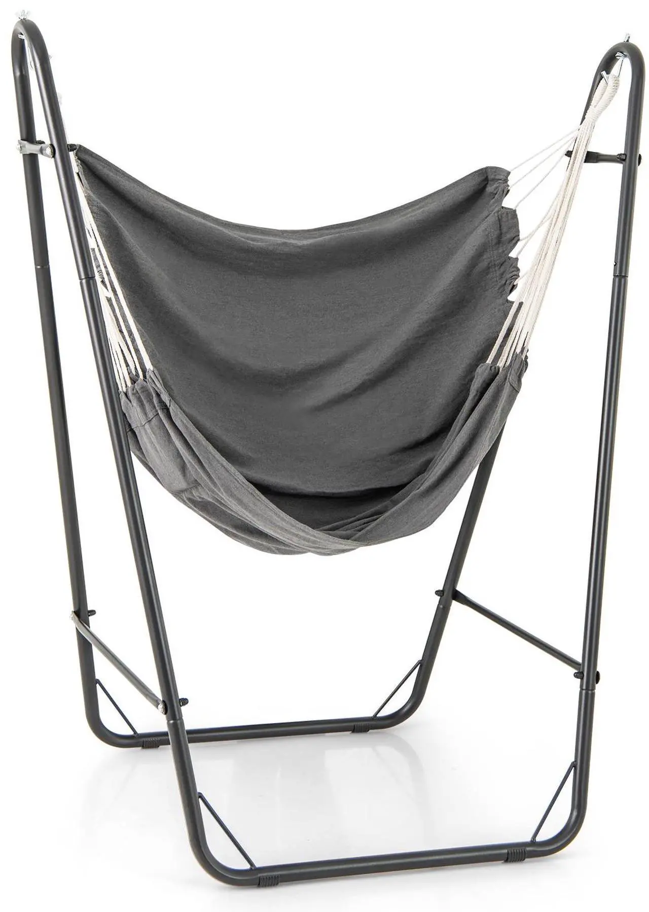 Alt view image 4 of 7 - SlickBlue Hammock Chair with Heavy Duty Metal Frame and Side Pocket-Gray