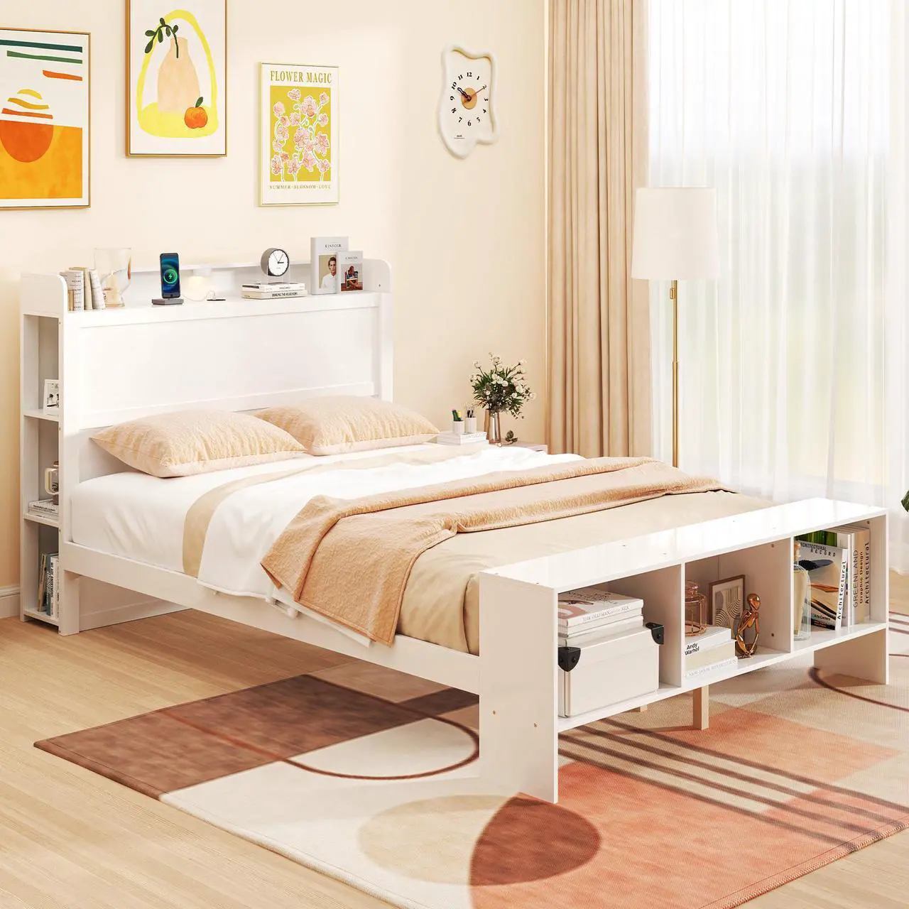 Alt view image 3 of 7 - SlickBlue Frame with 2 USB Ports with Storage Headboard and Lights