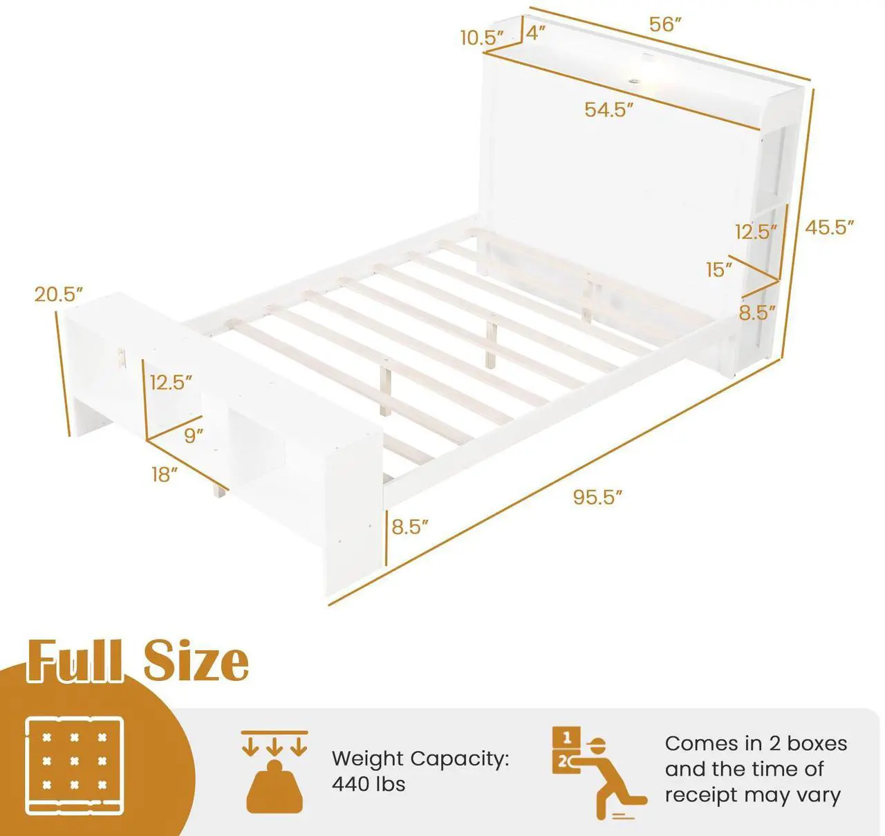 Alt view image 4 of 7 - SlickBlue Frame with 2 USB Ports with Storage Headboard and Lights