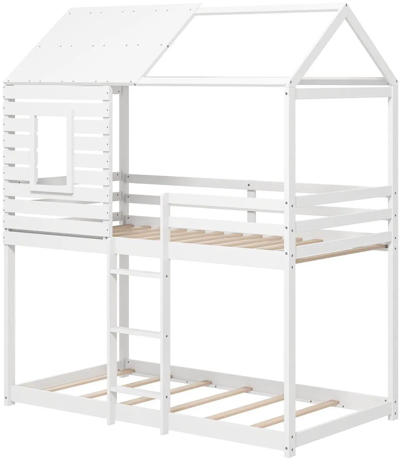 Main image of SlickBlue  House Bunk Bed with Roof and Full-length Guardrails