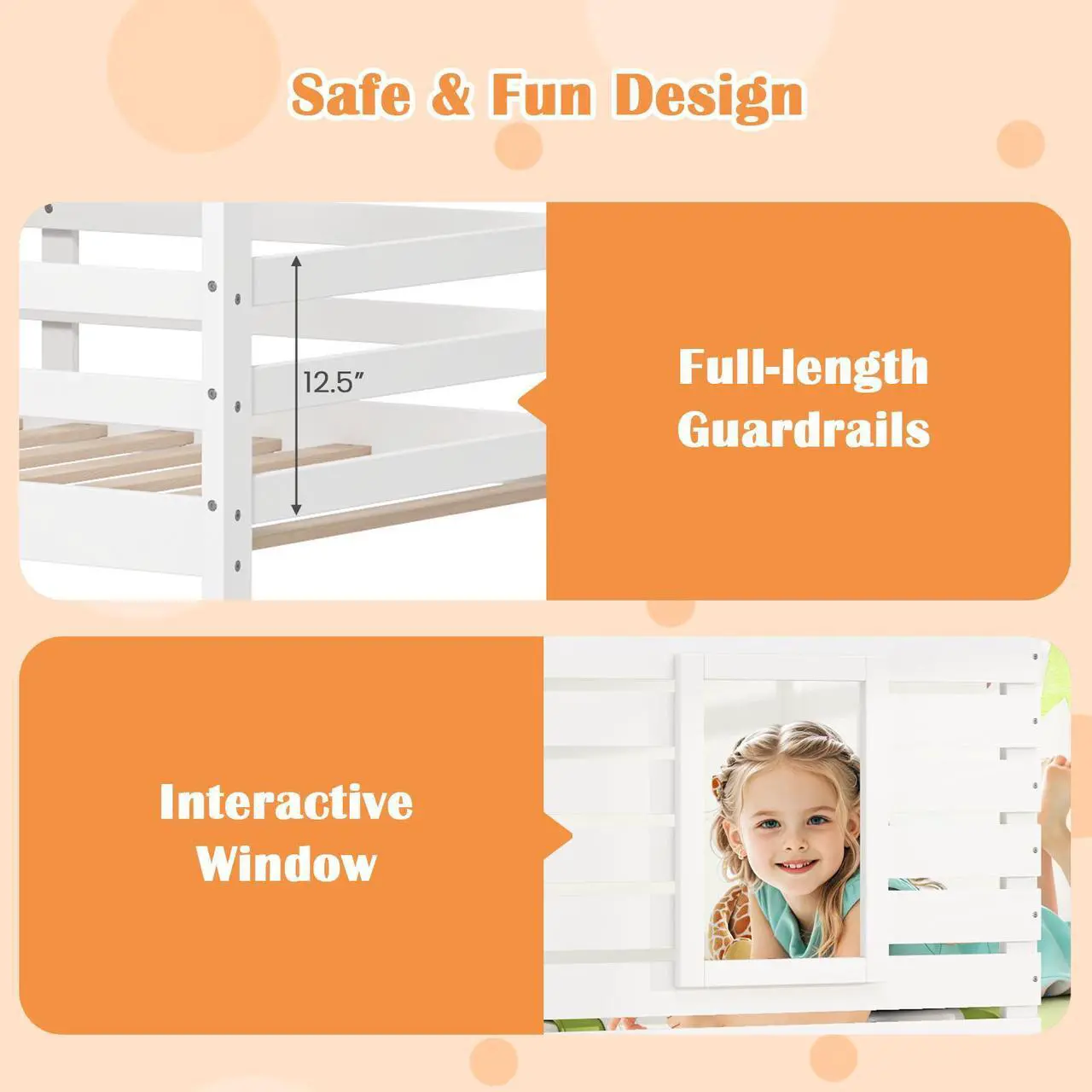 Alt view image 7 of 7 - SlickBlue  House Bunk Bed with Roof and Full-length Guardrails