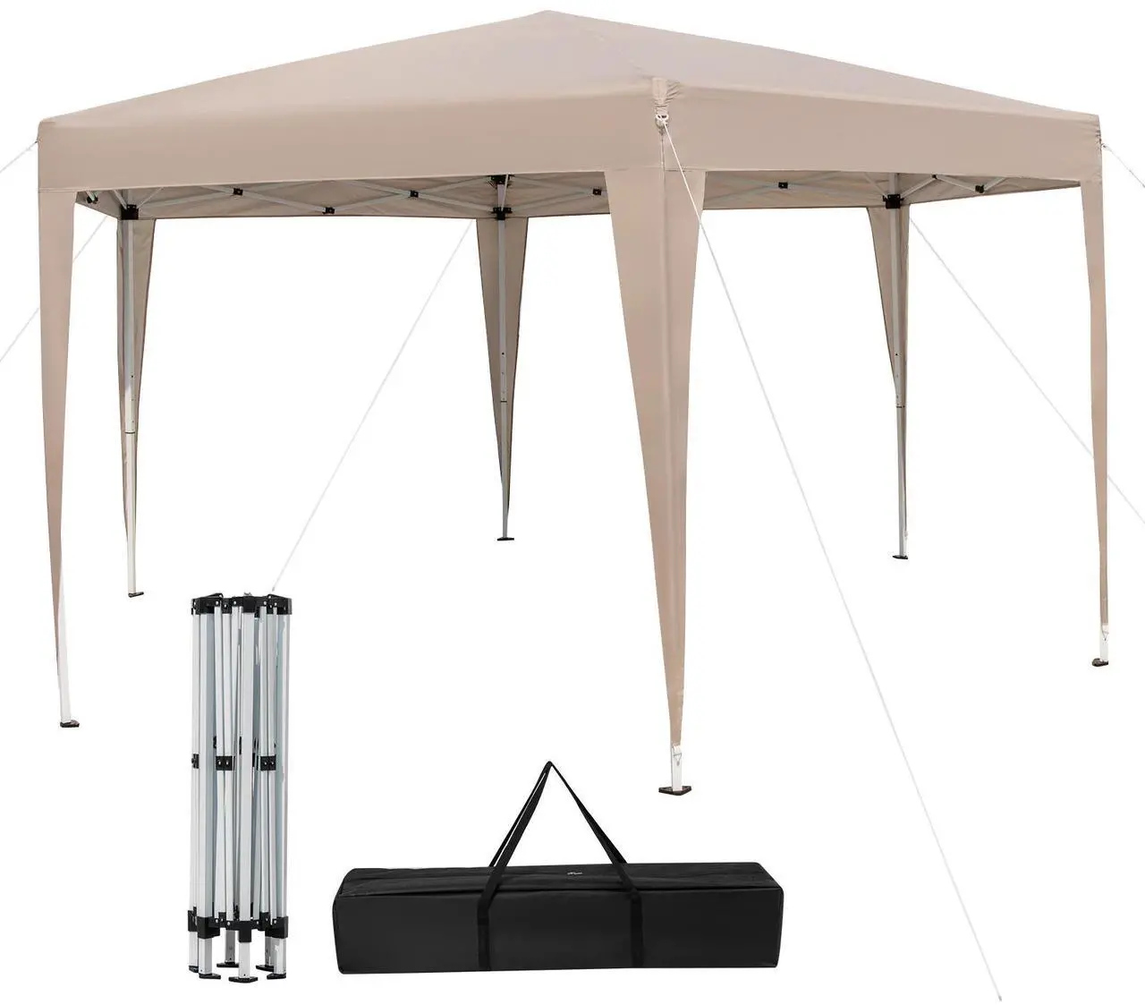 Alt view image 2 of 7 - SlickBlue 13 x 11.5 FT Hexagonal Pop-Up Height Adjustable Canopy Tent with Dressed Legs-Khaki