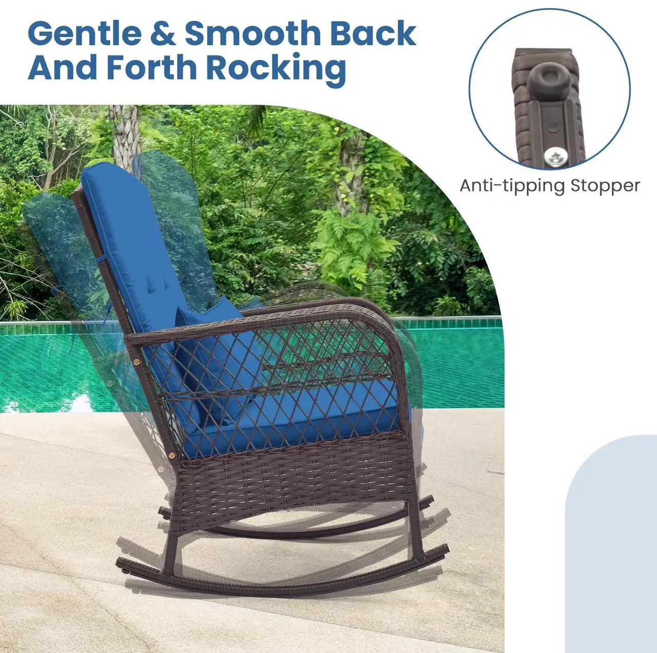Alt view image 5 of 7 - SlickBlue 3 Pieces Rocking Bistro Set with 2-Tier Coffee Table