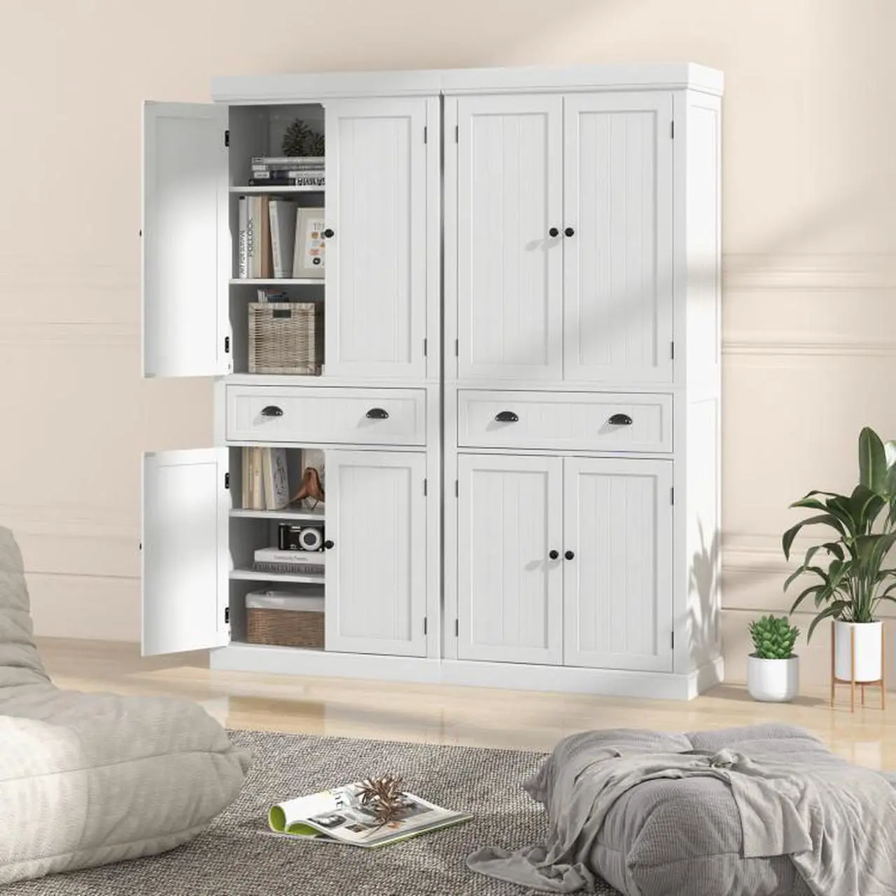 Alt view image 4 of 6 - SlickBlue Kitchen Pantry Storage Cabinet with Doors Drawer and Adjustable Shelves