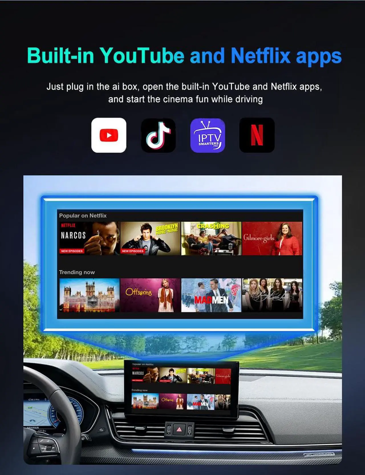 Alt view image 4 of 7 - Binize Wireless CarPlay Android AUTO Multimedia Video Box 4G Cellular,4GB+64GB,8Core,Android 13 System,Built-in Navigation,Support SIM&TF Card Bluetooth Only Support Car with OEM Wired CarPlay