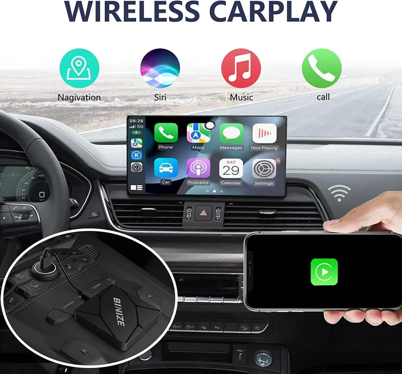 Alt view image 6 of 7 - Wireless CarPlay Adapter CarPlay Dongle Activator Bluetooth USB Multimdia Player for Car with Wired Carplay