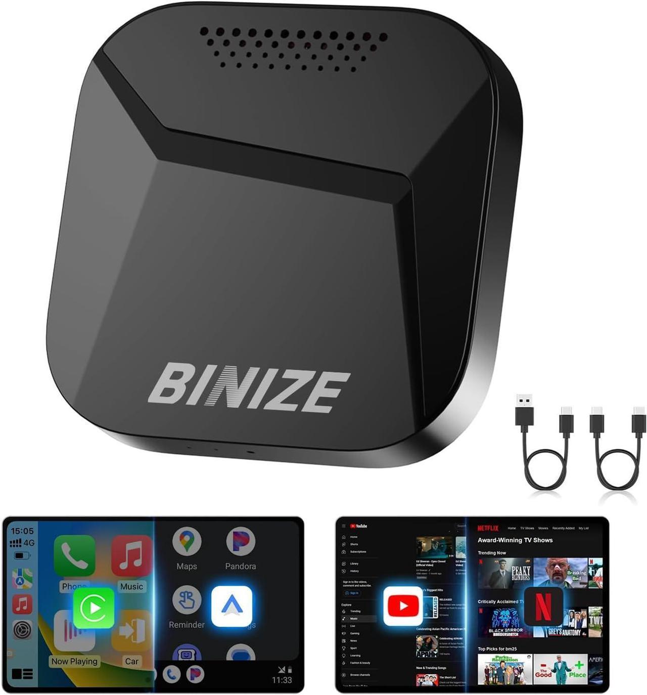 Binize Android 13 Magic Multimedia Video Box Wireless CarPlay&Android Auto, Carplay AI Box Compatible with YouTube, Netflix Support Only Car with OEM Wired CarPlay/Android Auto 4GB+64GB