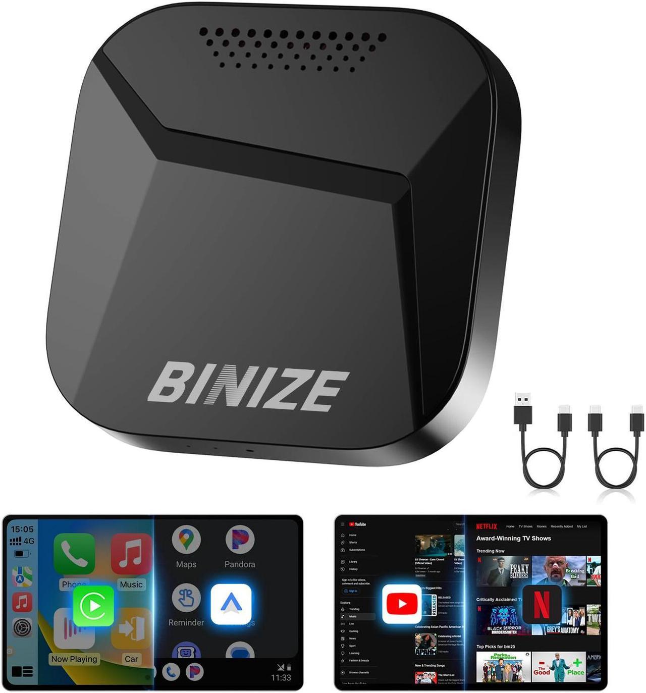 Binize Android 13 Magic Carplay Ai Box Streaming 3.0 Wireless CarPlay/Android Auto Only Support Car OEM Wired CarPlay/Android Auto Supports NetfIix/YouTube/Tiktok 8-Core (8G+128G)