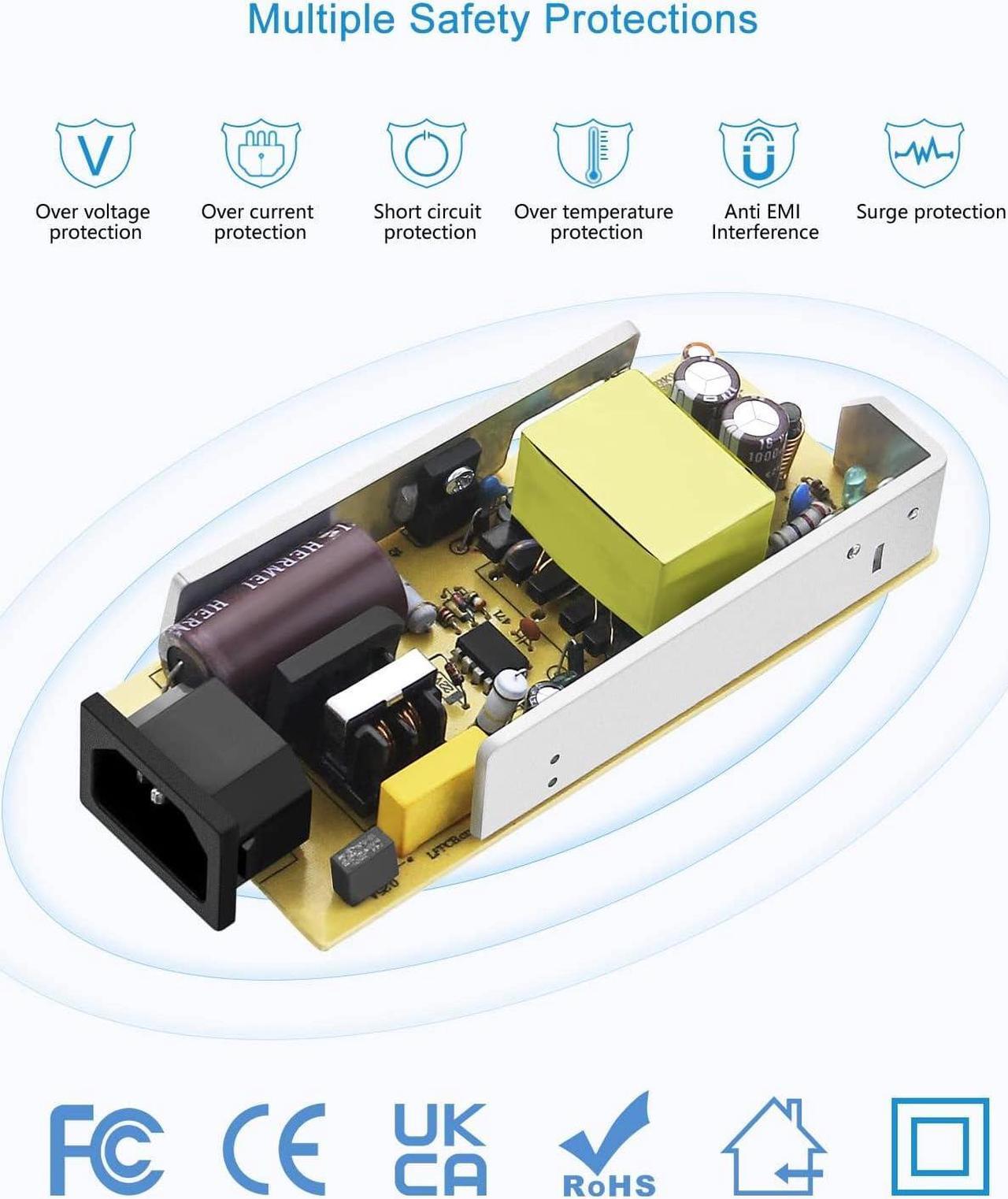 Alt view image 5 of 7 - ALITOVE 24V DC Power Supply 2A 48W AC/DC Adapter 100~240V AC to DC 24 Volt 2 Amp Converter 24 vdc 2000mA 1.8A 1.5A 1.3A 1.2A with 5.5mmx 2.5mm 2.1mm Plug for LED Strip Light CCTV Camera DC Pump Fan