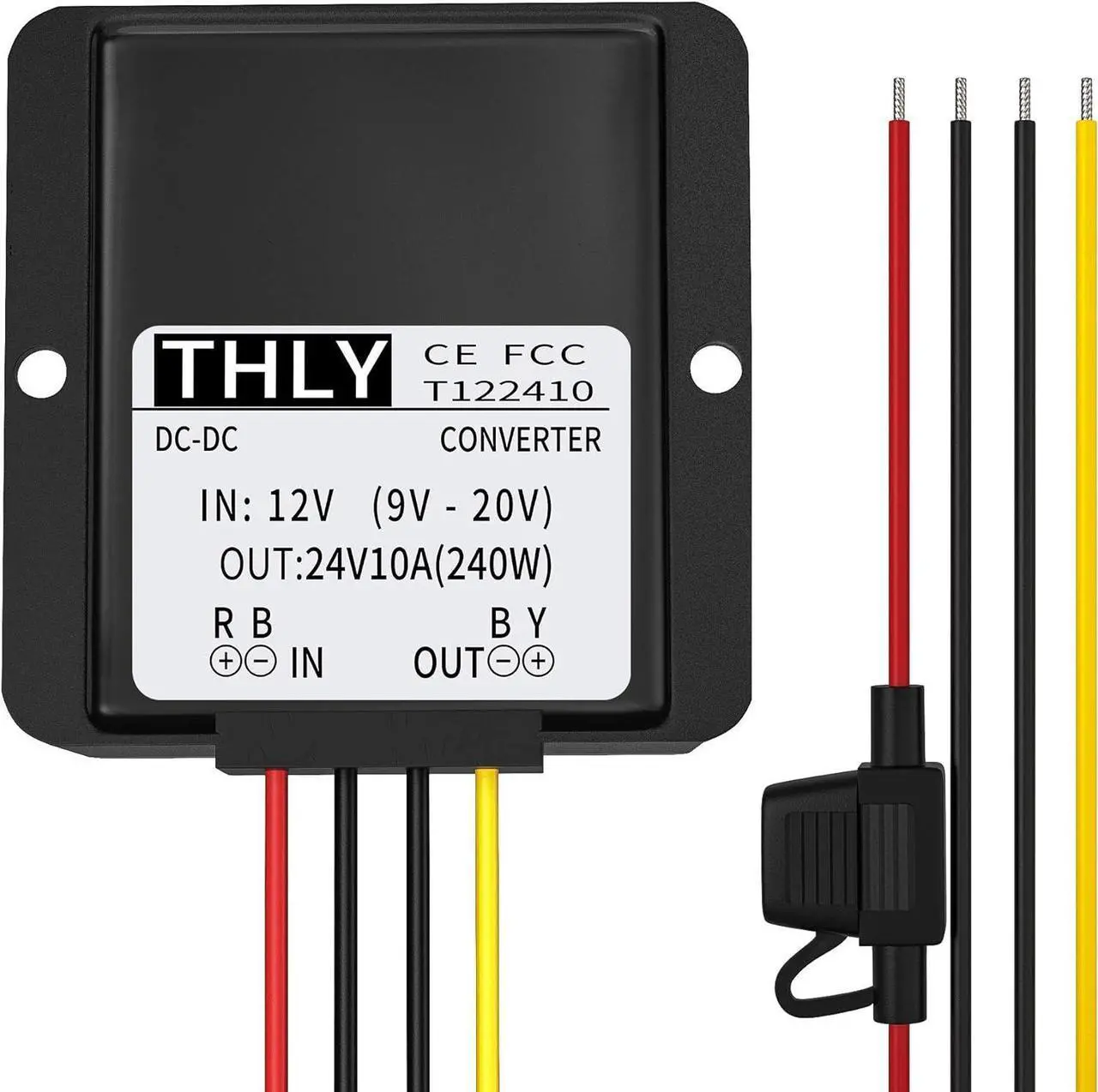 Alt view image 4 of 7 - DC-DC Boost Converter, DC Converter 12V to 24V 10A 240W Power Voltage Converter with Fuse Waterproof, Step-Up Transformer for Golf Cart LED Light Motor Truck Vehicle Boat etc. (Accept DC9-20V Inputs)