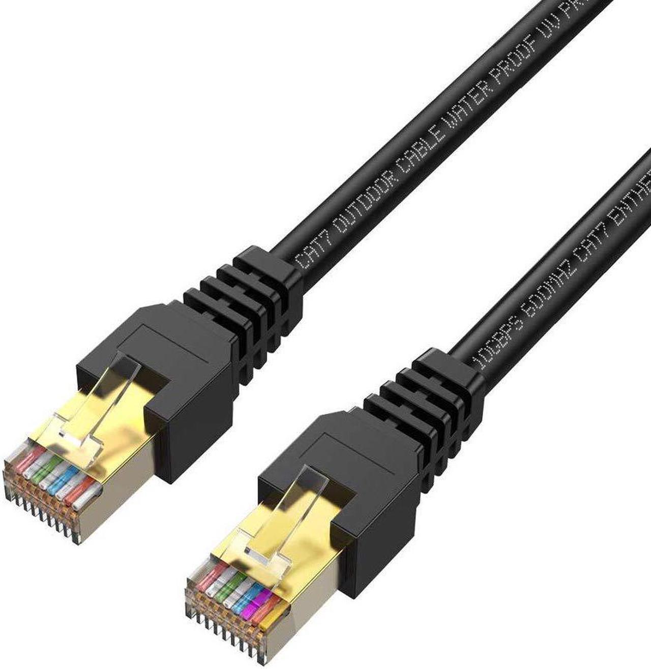 Outdoor Cat7 Ethernet Cable 100ft (30.5 Meters), Shielded Network Cable 100 ft, Long Ethernet Cable 100ft, 10 Gigabit 600MHz Shielded Cat7 LAN Cable, 100ft RJ45 Cable, Cat 7 for Switch, Modem