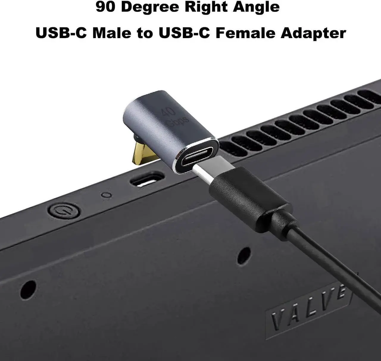 Alt view image 2 of 6 - 90 Degree USB-C Male to Female Adapter 2 Pack Right Angle 100W Type-C Adapter Extender for Steam Deck ROG Ally Switch Notebook Computers Tablet and Mobile Phones (Metallic Purple)