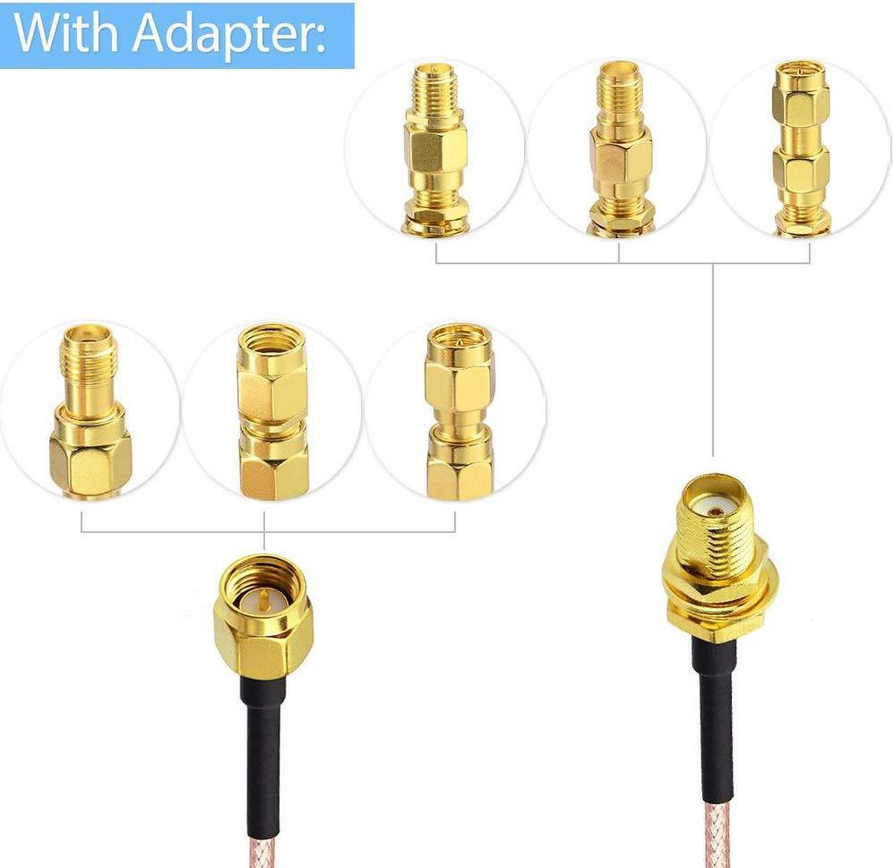 Alt view image 4 of 6 - Superbat SMA Male to SMA Female RF Coaxial Coax Cable 12inches + 5pcs RF Coax Adapter Kit, SMA Cable + SMA to SMA/RPSMA Adapter KIT for WiFi/Ham Radio/GPS/3G 4G LTE Antenna,LNA and etc