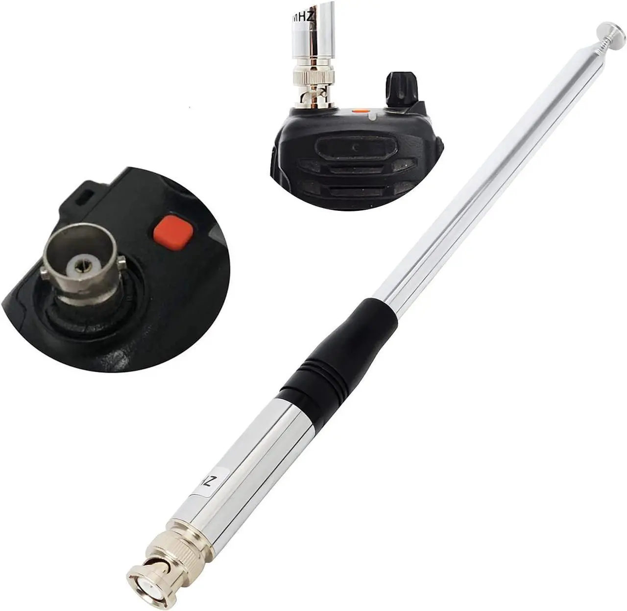 Alt view image 4 of 6 - HYS 27Mhz Antenna 9-Inch to 51-inch Telescopic/Rod HT Antennas for CB Handheld/Portable Radio with BNC Connector Compatible with Cobra Midland Uniden Anytone CB Radio
