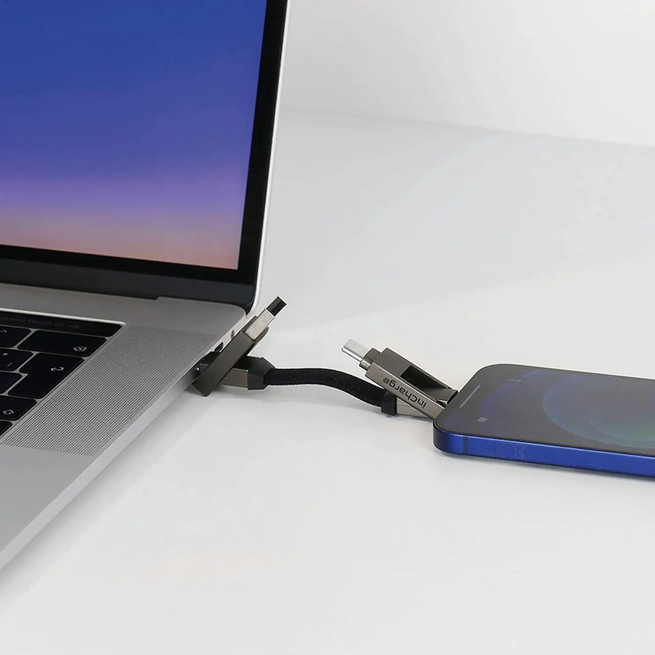 Alt view image 6 of 6 - Rolling Square inCharge 6 Portable Keychain Charger Cable, 6-in-1 Multi Charging Cable, Saturn Gold For Personal Computer