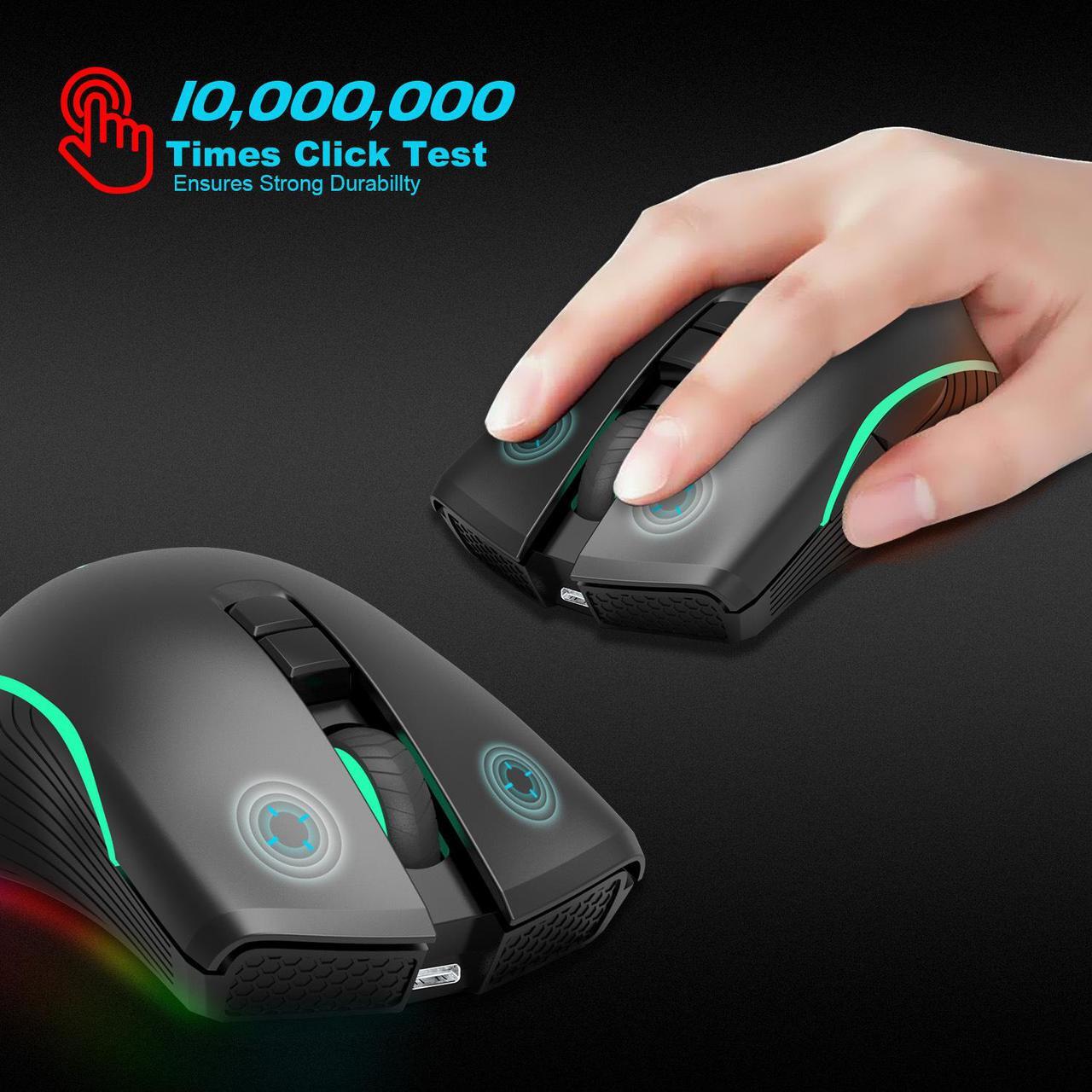 Alt view image 6 of 7 - Ludus Dominum Rechargeable Wireless Gaming Mouse,large-size ,Ergonomic Hand Grips,4800 DPI,TYPE-C Fast charge,7 Buttons,Fast-Charging,10 millons buttons life,RGB Gamer Desk Laptop PC Gaming Mouse