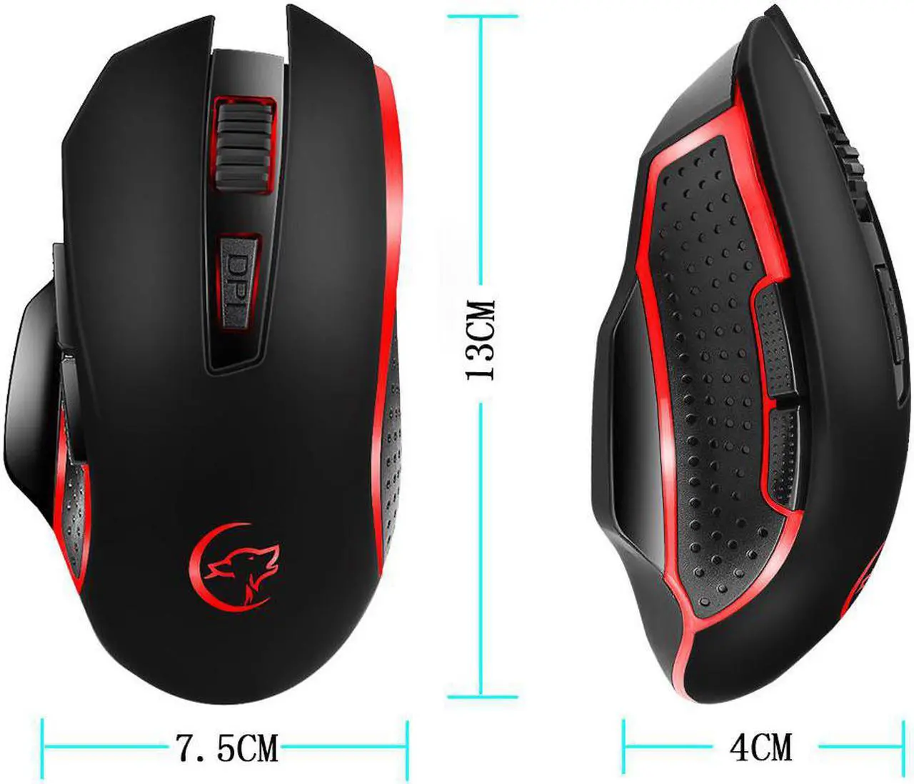 Alt view image 7 of 7 - Wireless Gaming Mouse,large-size ,Ergonomic Hand Grips,6 Buttons Gamer Desk Laptop PC Gaming Mouse