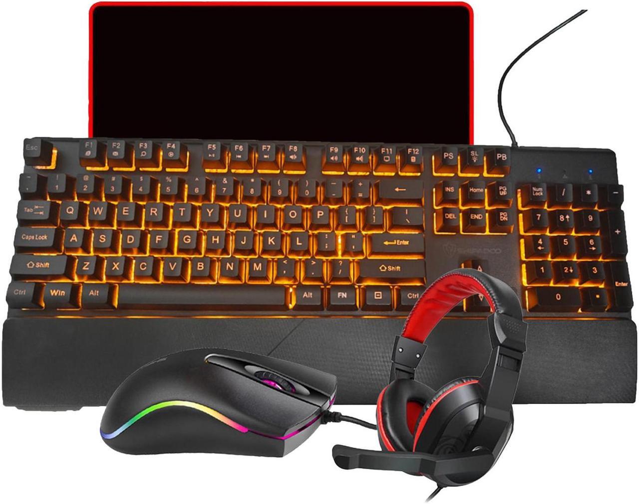Main image of Ludus Dominum All-in-One PC Gaming Set,LED Backlit 104 Keys Keyboard USB Wired 7200DPI  Mouse 50mm Speaker Driver Stereo Headphone Mousepad Combo (Black)