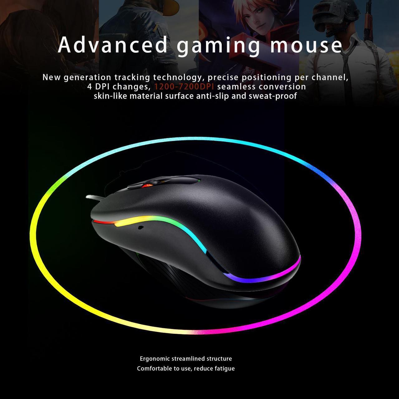 Alt view image 4 of 6 - Ludus Dominum All-in-One PC Gaming Set,LED Backlit 104 Keys Keyboard USB Wired 7200DPI  Mouse 50mm Speaker Driver Stereo Headphone Mousepad Combo (Black)