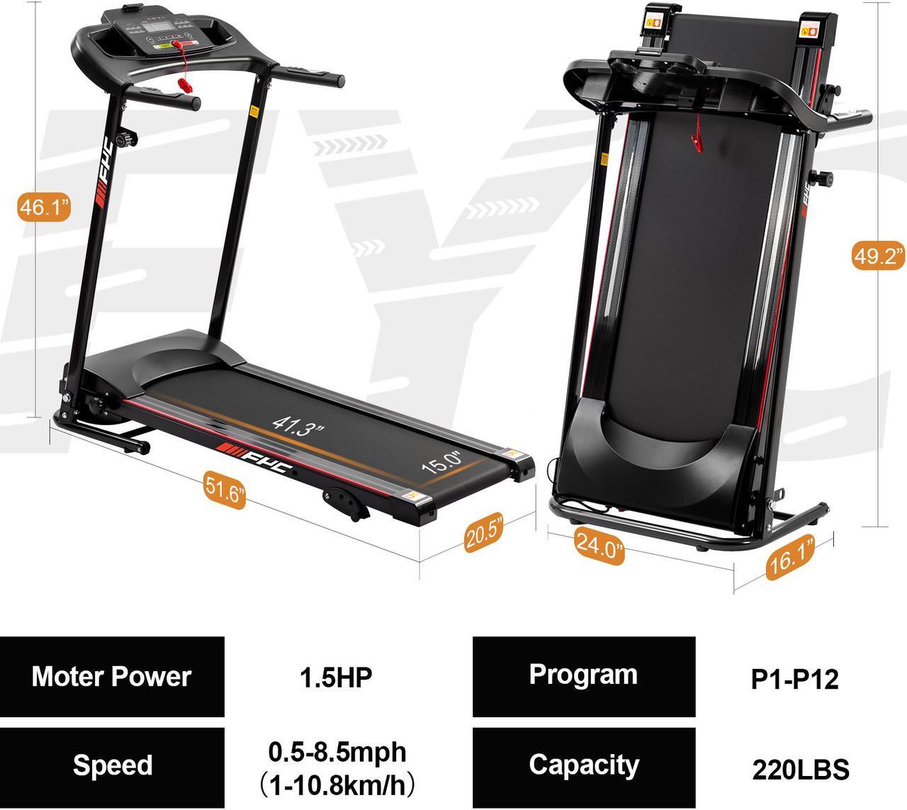 Alt view image 6 of 6 - FYC Folding Treadmills for Home with Bluetooth and Incline, Portable Running Machine Electric Compact Treadmills Foldable for Exercise Home Gym Fitness Walking Jogging JK1609