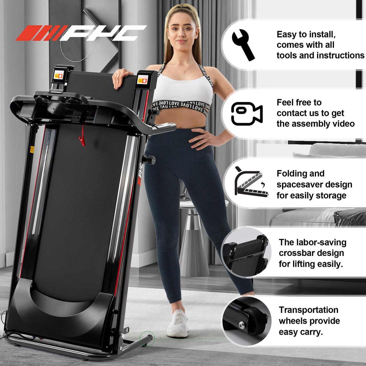 Alt view image 2 of 6 - FYC Folding Treadmills for Home with Bluetooth and Incline, Portable Running Machine Electric Compact Treadmills Foldable for Exercise Home Gym Fitness Walking Jogging JK1609