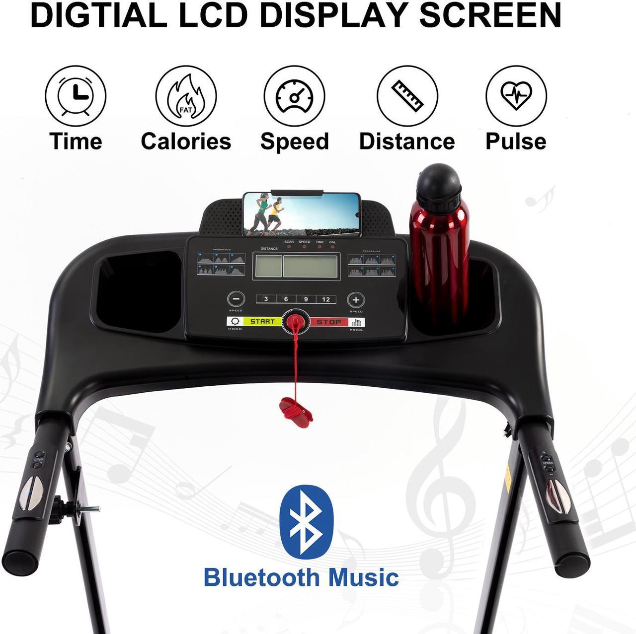 Alt view image 3 of 6 - FYC Folding Treadmills for Home with Bluetooth and Incline, Portable Running Machine Electric Compact Treadmills Foldable for Exercise Home Gym Fitness Walking Jogging JK1609