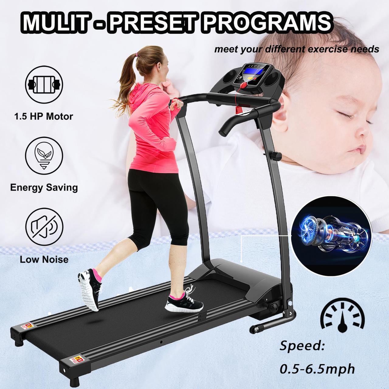 Alt view image 3 of 6 - FYC Folding Treadmills for Home, Foldable Electric Treadmill with LCD display, Lightweight Compact Treadmill Fitness Running Walking Jogging Exercise for Home Office Apartment Saver Space