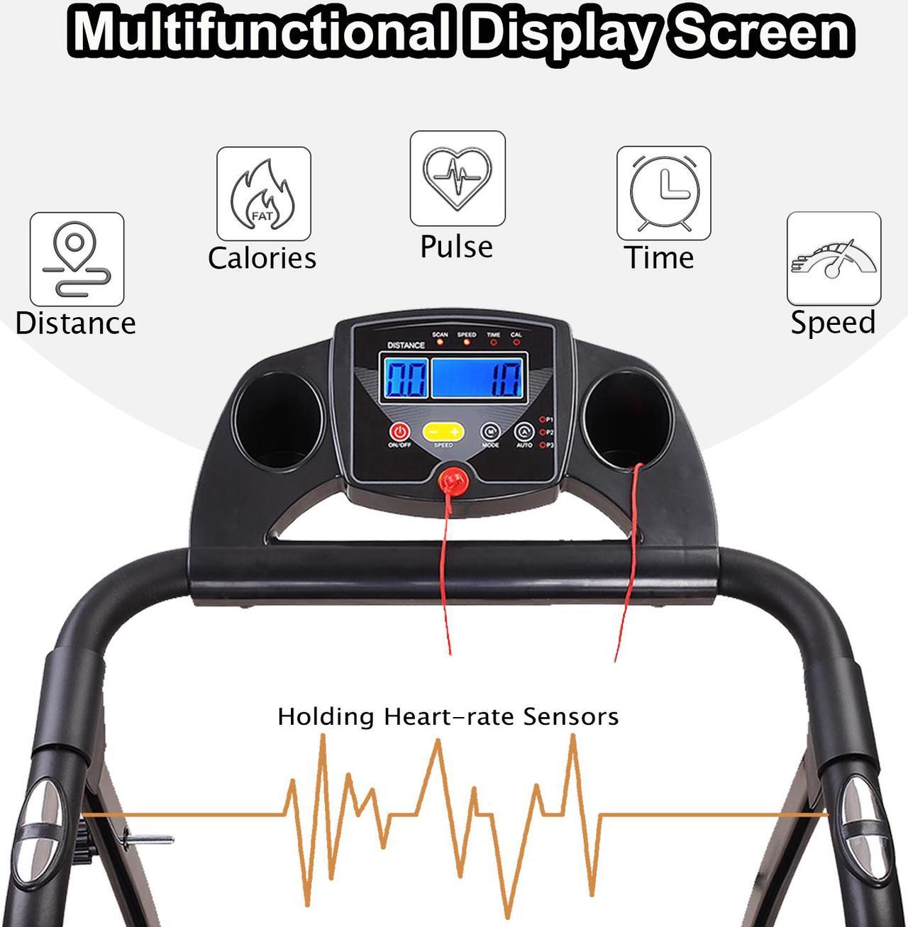 Alt view image 2 of 6 - FYC Folding Treadmills for Home, Foldable Electric Treadmill with LCD display, Lightweight Compact Treadmill Fitness Running Walking Jogging Exercise for Home Office Apartment Saver Space