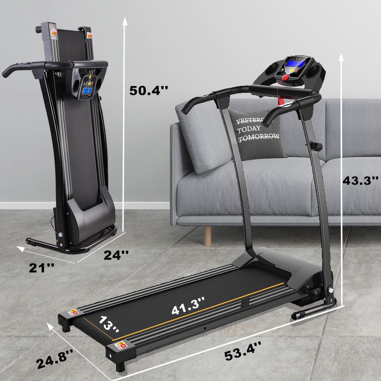 Alt view image 6 of 6 - FYC Folding Treadmills for Home, Foldable Electric Treadmill with LCD display, Lightweight Compact Treadmill Fitness Running Walking Jogging Exercise for Home Office Apartment Saver Space