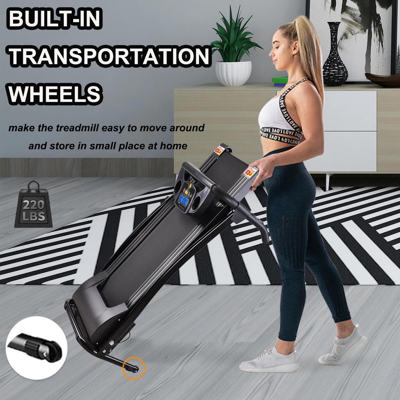Alt view image 5 of 6 - FYC Folding Treadmills for Home, Foldable Electric Treadmill with LCD display, Lightweight Compact Treadmill Fitness Running Walking Jogging Exercise for Home Office Apartment Saver Space