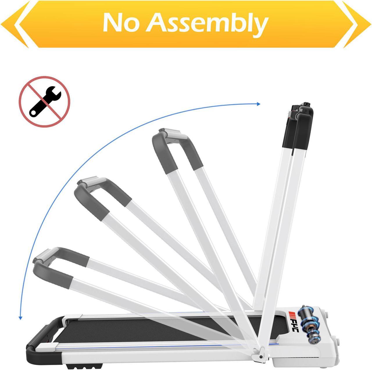 Alt view image 2 of 5 - FYC 2 in 1 Folding Treadmill for Home Under Desk Electric Treadmill Workout Foldable Running Machine Portable Compact Treadmill for Running and Walking Exercise 2.5HP, Installation-Free, White JK31-8
