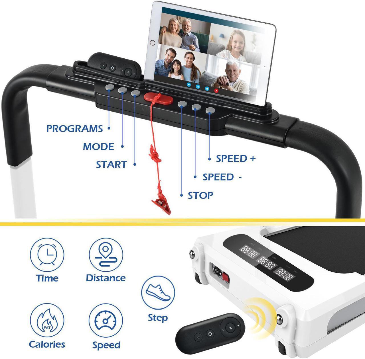 Alt view image 4 of 5 - FYC 2 in 1 Folding Treadmill for Home Under Desk Electric Treadmill Workout Foldable Running Machine Portable Compact Treadmill for Running and Walking Exercise 2.5HP, Installation-Free, White JK31-8