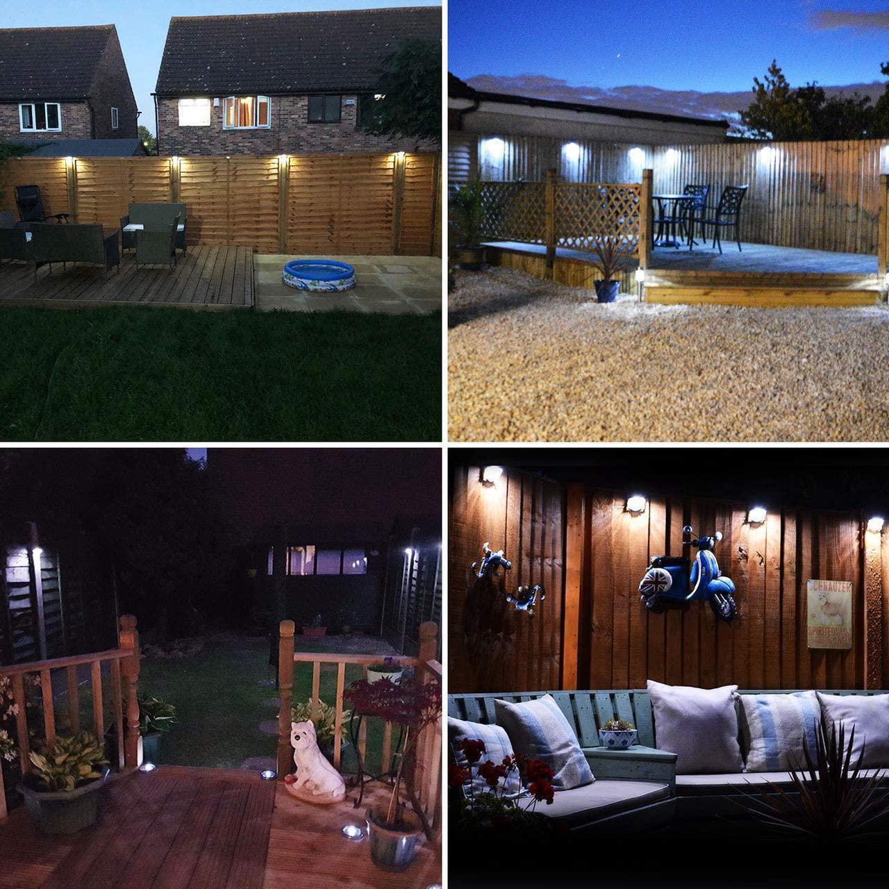 Alt view image 4 of 6 - Solar Lights Outdoor Solar Fence Lights Solar Wall Lights with 3 Working Modes Wall Mount Waterproof Outdoor Lights for Fence Deck Patio Yard Garage (White,4 Packs)