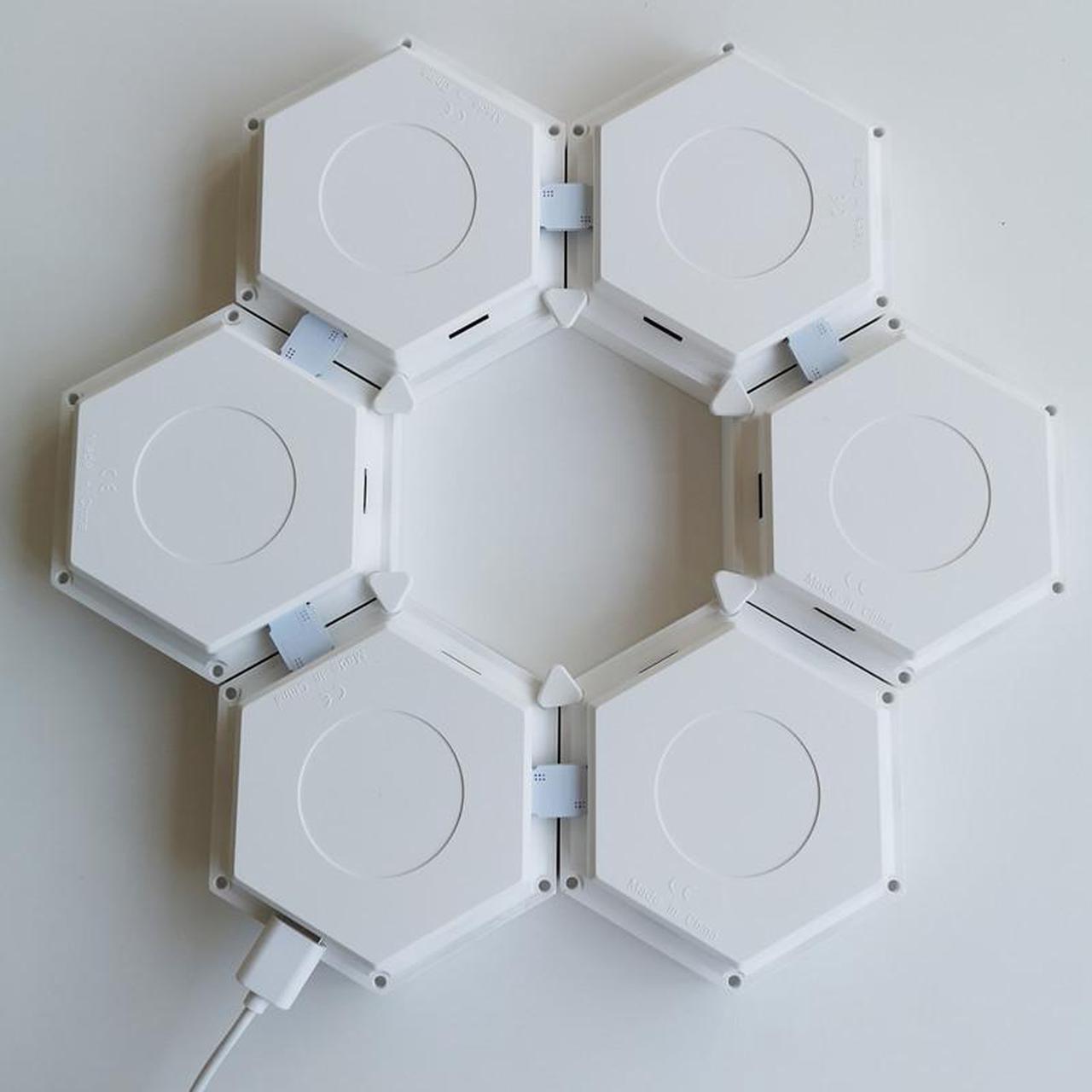 Alt view image 6 of 7 - Hexagonal LED lights, APP-controlled WiFi smart RGB light board, geometric lights, DIY panel lights, USB connection, multiple colors Can be spliced at will For game decoration,6pcs