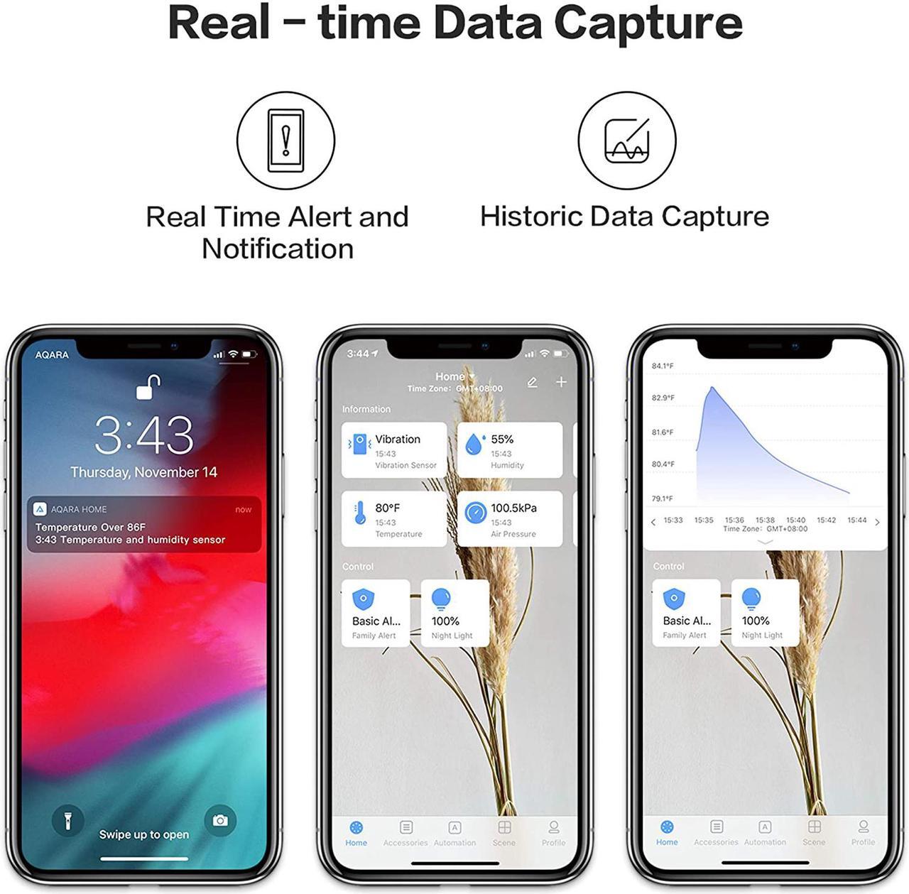 Alt view image 5 of 6 - Aqara Temperature and Humidity Sensor, REQUIRES AQARA HUB, Zigbee, for Remote Monitoring and Home Automation, Wireless Thermometer Hygrometer, Compatible with Apple HomeKit, Alexa, Works with IFTTT