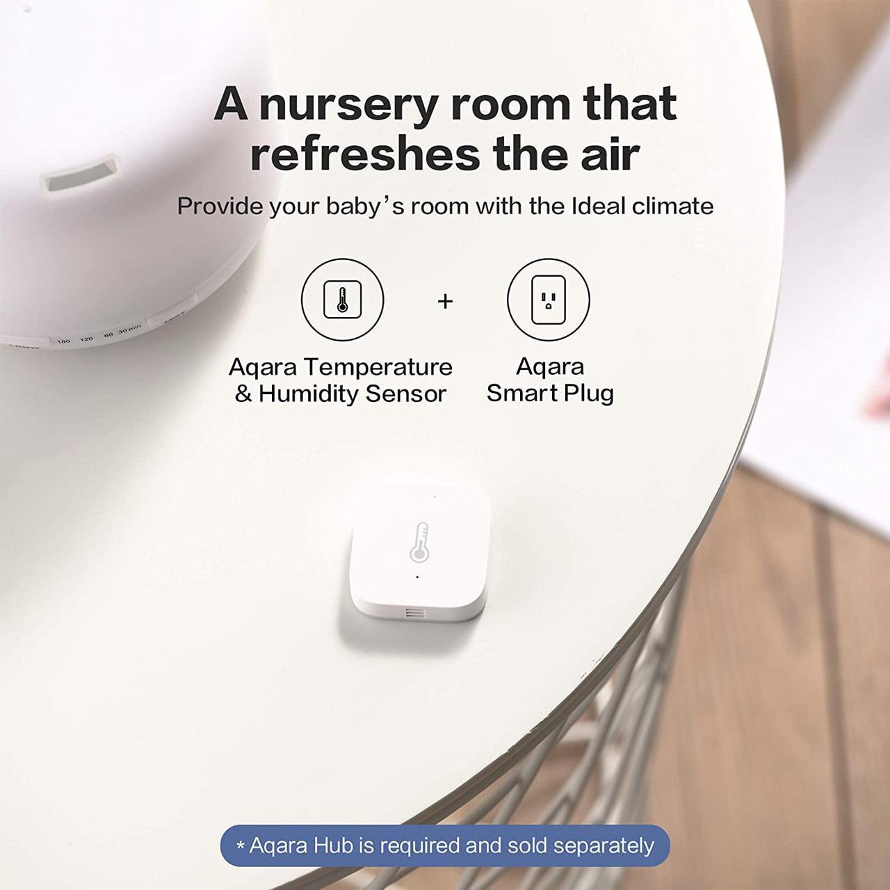 Alt view image 3 of 6 - Aqara Temperature and Humidity Sensor, REQUIRES AQARA HUB, Zigbee, for Remote Monitoring and Home Automation, Wireless Thermometer Hygrometer, Compatible with Apple HomeKit, Alexa, Works with IFTTT