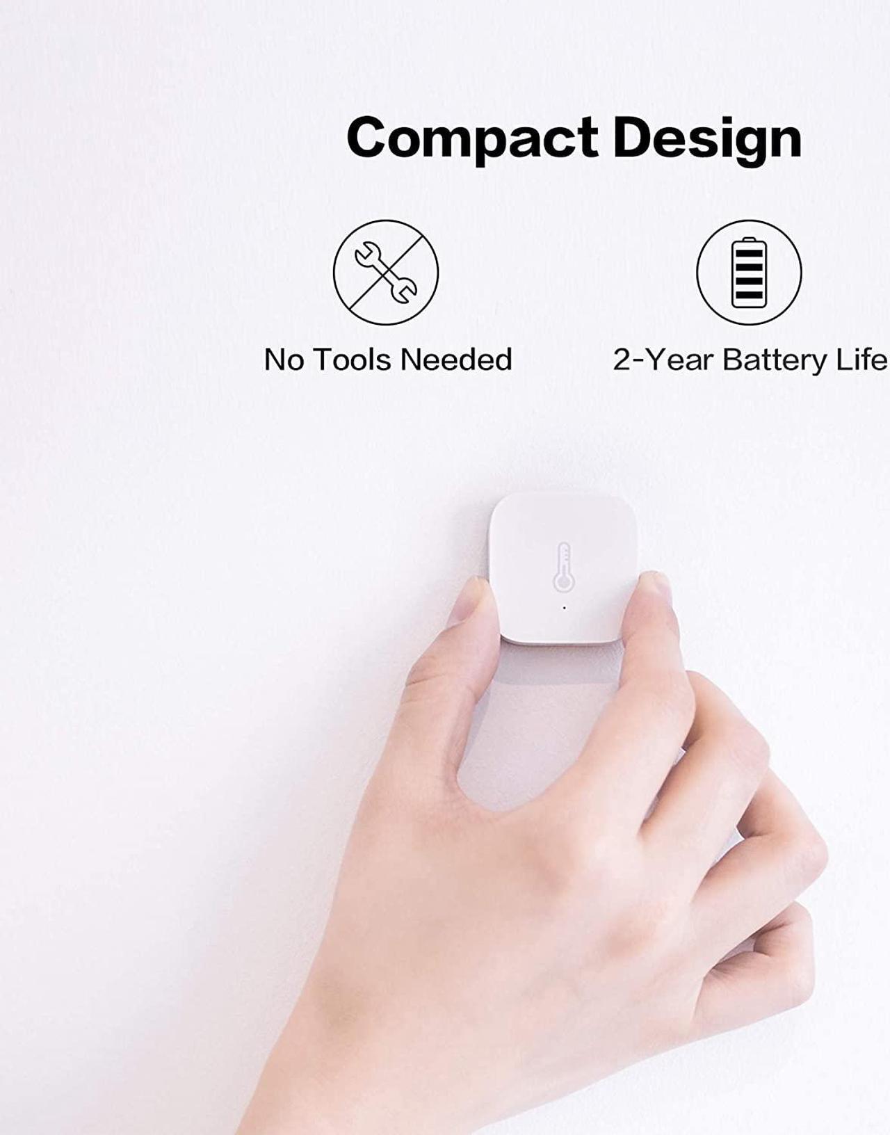 Alt view image 4 of 6 - Aqara Temperature and Humidity Sensor, REQUIRES AQARA HUB, Zigbee, for Remote Monitoring and Home Automation, Wireless Thermometer Hygrometer, Compatible with Apple HomeKit, Alexa, Works with IFTTT