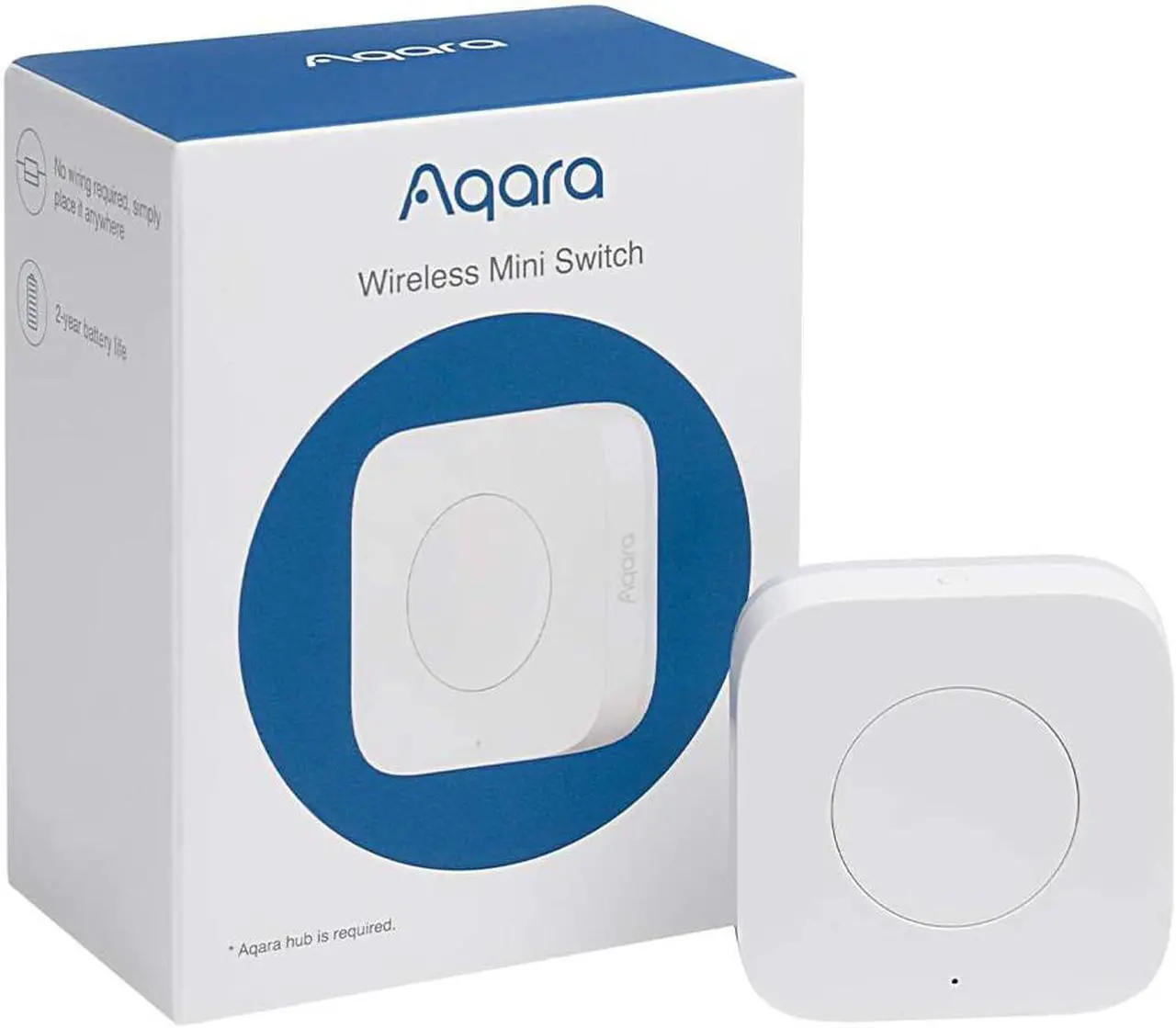 Main image of Aqara Wireless Mini Switch, Requires AQARA HUB, Zigbee Connection, Versatile 3-Way Control Button for Smart Home Devices, Compatible with Apple HomeKit, Works with IFTTT