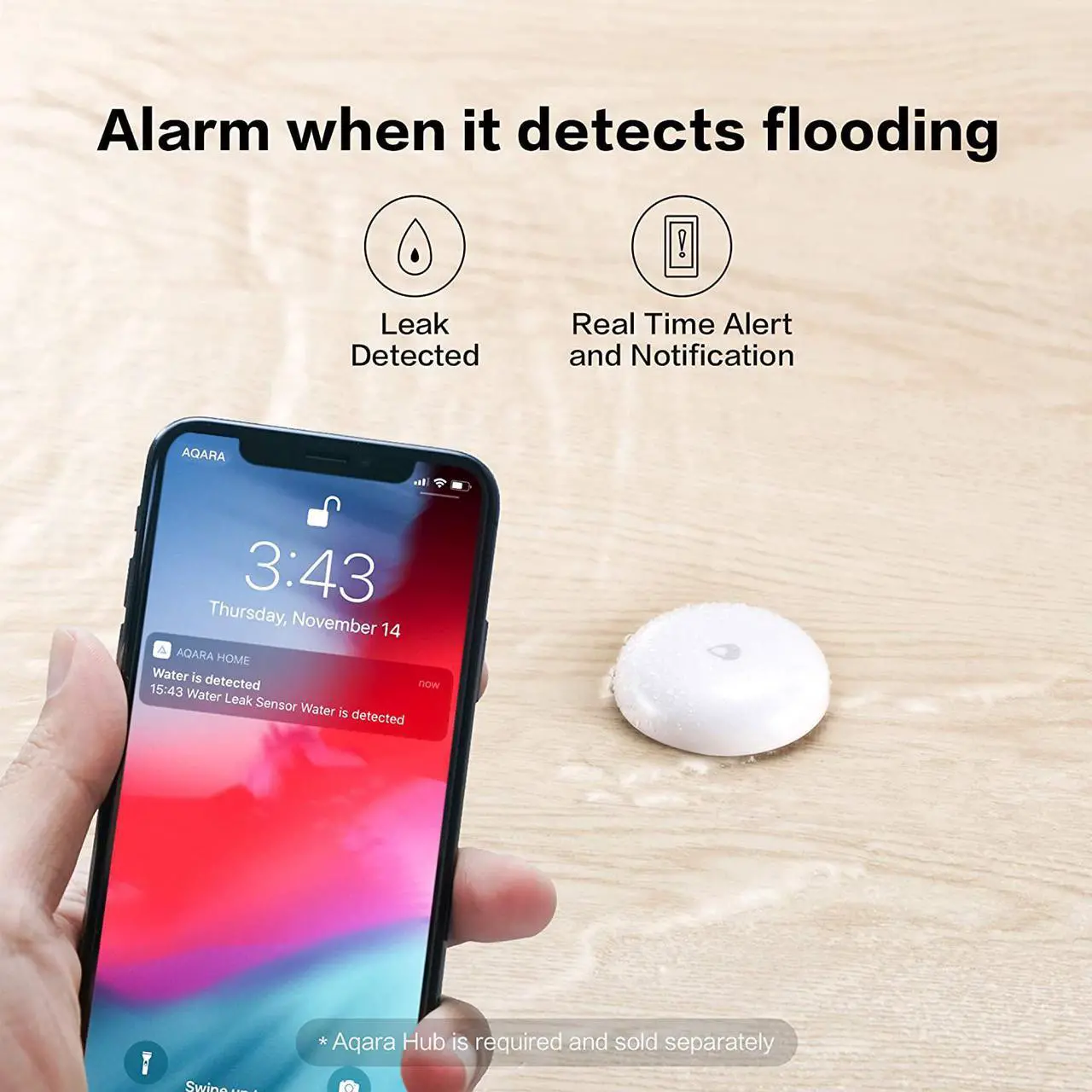Alt view image 6 of 6 - Aqara Water Leak Sensor, REQUIRES AQARA HUB, Wireless Water Leak Detector, Wireless Mini Flood Detector for Alarm System and Smart Home Automation, For Kitchen Bathroom Basement, Works with IFTTT
