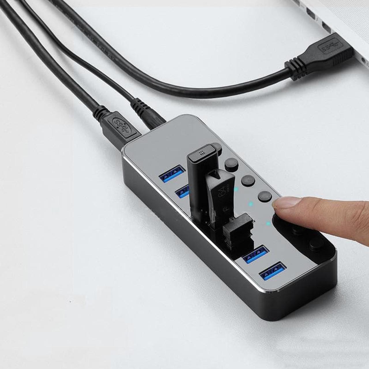 Alt view image 2 of 6 - USB 3.0 Hub with LED Indicator High Speed USB 3.0 7 Port Hub Splitter Up To 5Gbps, Plug and Play, Security&Portable For iMac, MacBook Air, MacBook Pro, MacBook, Mac Mini, PC, Laptops