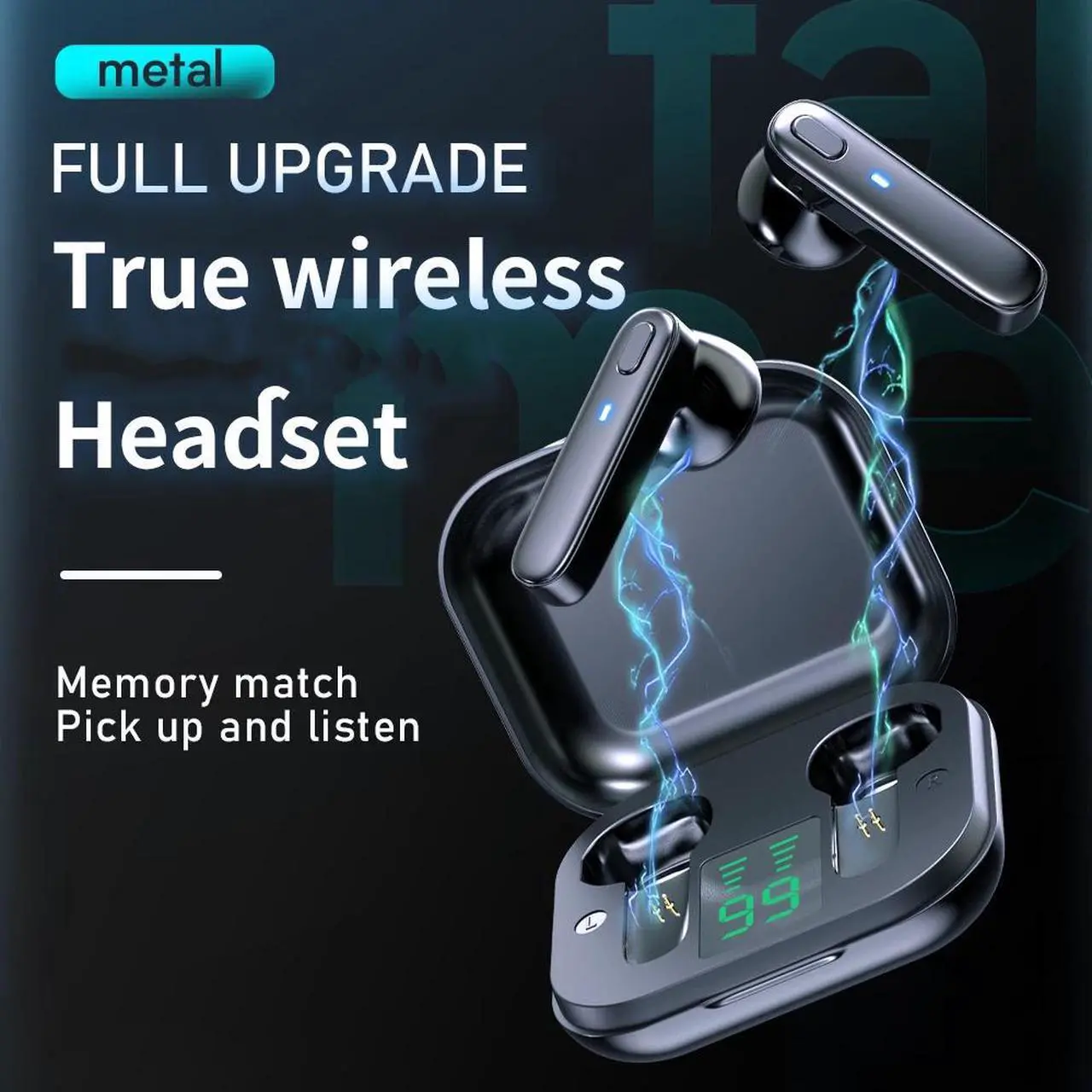 Alt view image 3 of 6 - Abelanja TWS Earphone Bluetooth-compatible Wireless Headset Deep Bass Earbuds True Wireless Stereo Headphone With Mic Sport Earphone