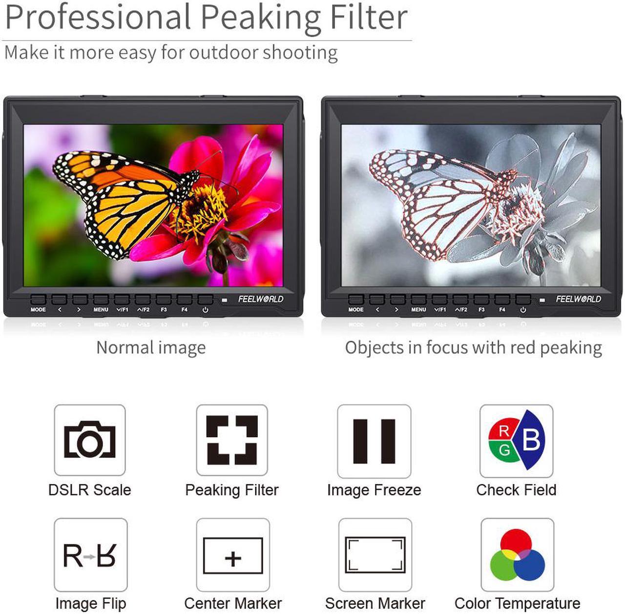 Alt view image 5 of 13 - FEELWORLD FW759 7 Inch DSLR Camera Field Monitor HD Video Assist Slim IPS 1280x800 4K HDMI 1080p with Sunshade