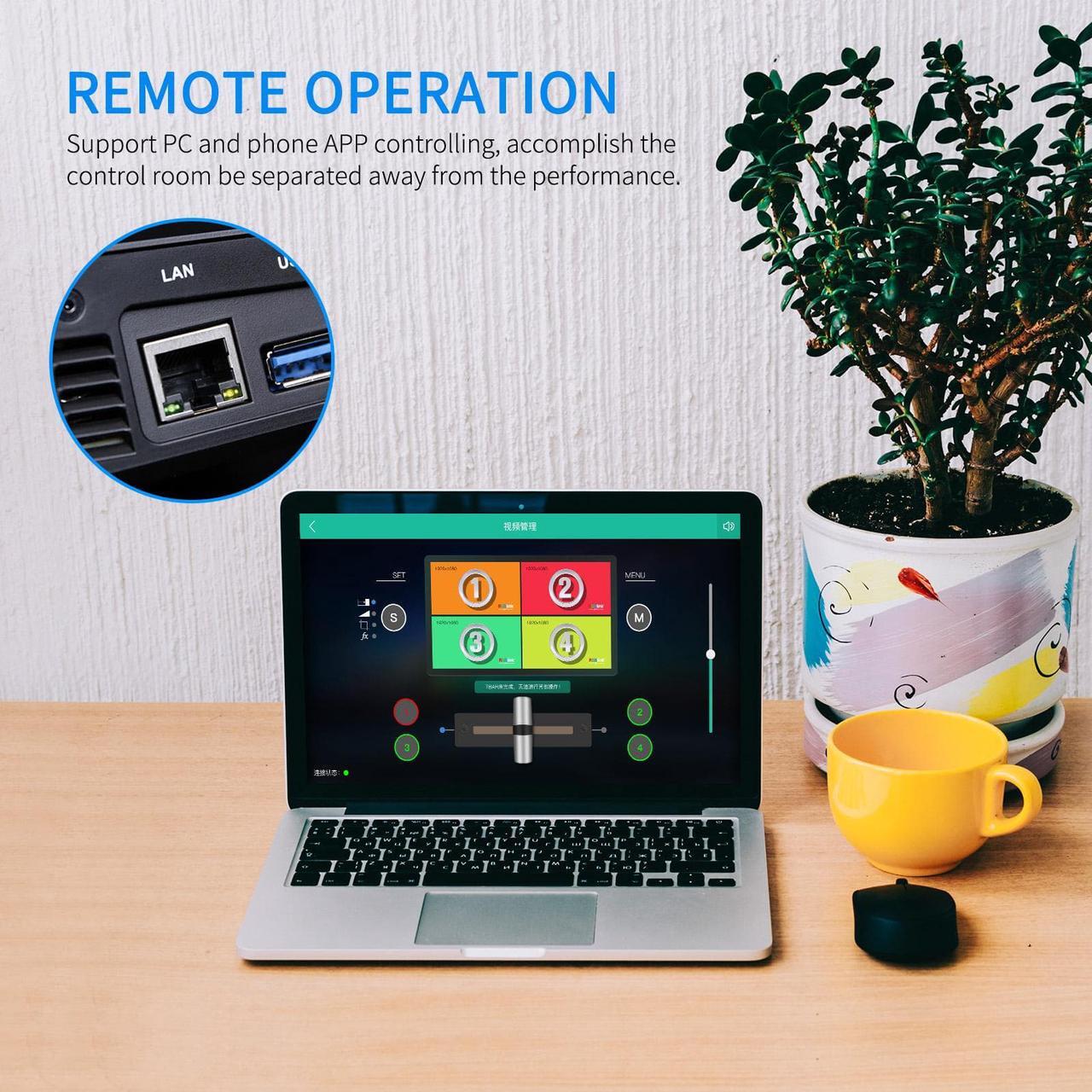 Alt view image 2 of 7 - FEELWORLD L2 Plus Multi Camera Video Mixer Switcher with 5.5 inch LCD Touch Screen PTZ Controller Chroma Key 4 HDMI Inputs USB3.0 Output Format Real Time Production Live Streaming Built in Cooler
