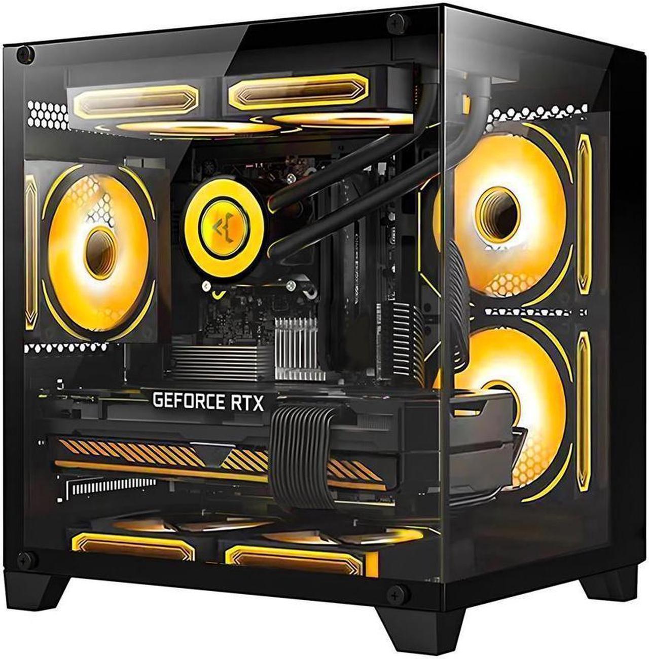 H.E. Gaming PC -AMD Ryzen 7 5700X 3.4 GHz-RTX 4070 12GB -32GB DDR4 RAM-1TB M.2 +1TB SATA SSD-240 Liquid Cooler -WIFI &Bluetooth -RGB Fans-Windows 11 Pro Desktop Computer-Black