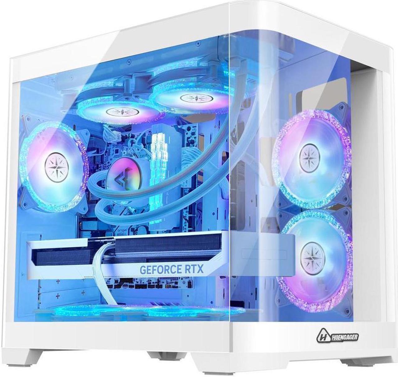 Hoengager Poseidon Gaming Desktop PC - AMD Ryzen 7 5700X 8-Core 3.4GHz- GeForce RTX 4060  - 32GB DDR4 3200MHz - 1TB M.2 SSD- WIFI & Bluetooth 5.0 -240 liquid Cooler - Windows 11 Pro Desktop Computer